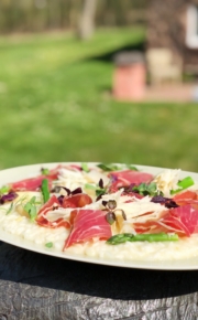 Asparagus Risotto with Parma ham and Parmesan cheese